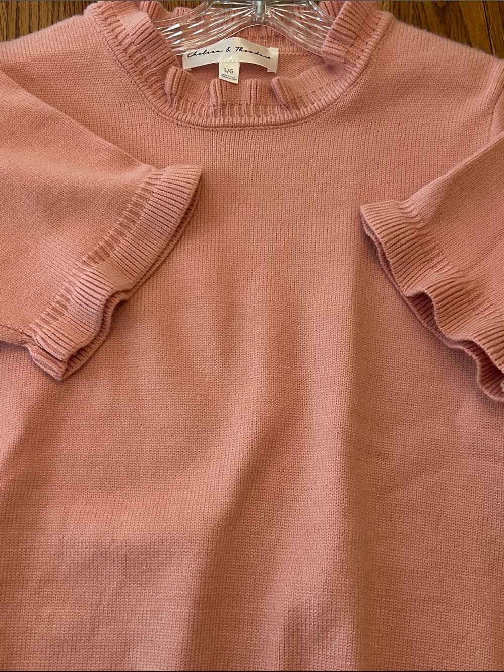 Pink Ruffle Neck Short Sleeve Sweater - Picture 8 of 9